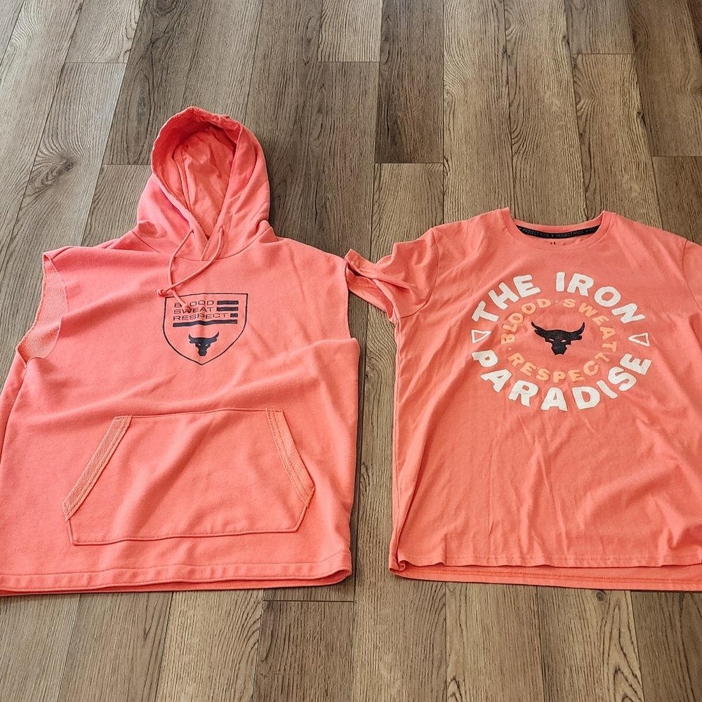 Project Rock Sleeveless Hoddie and Tshirt bundle size large
